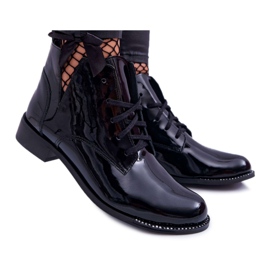 Damenstiefel mit flachem Absatz Lackiert Schwarz Nicole 2420