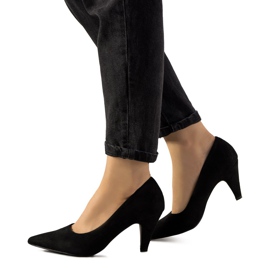 Schwarze Greca Pumps mit klobigem Stiletto