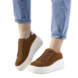 Braune Sport-Sneaker mit hoher Rapter-Sohle