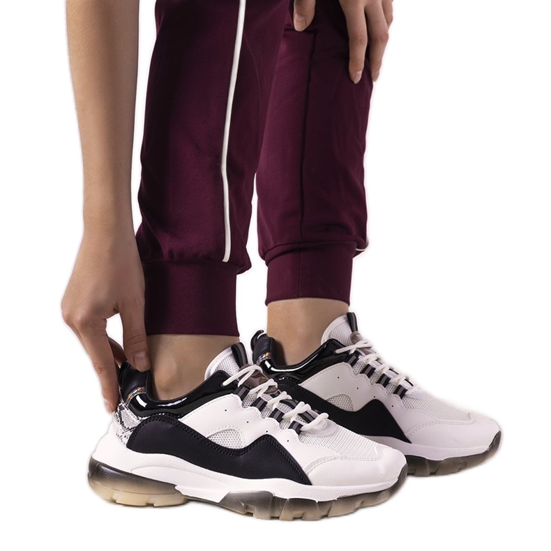 Schwarz-weiße Sneakers mit Ombre Laugh Sohle