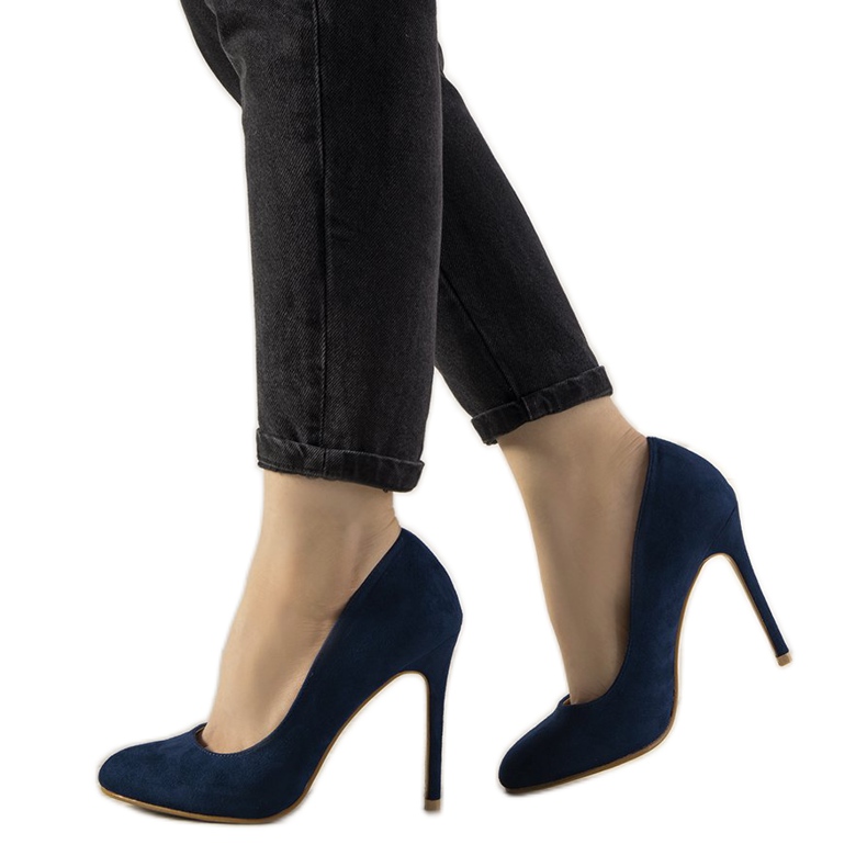 Marineblaue Pumps auf einem Dermeno-Absatz