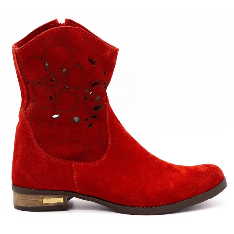 Olivier Bequeme Jess rote durchbrochene Stiefel