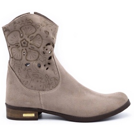 Olivier Bequeme Jess dunkelbeige durchbrochene Stiefel