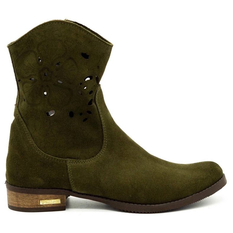 Olivier Bequeme Jess grüne durchbrochene Stiefel