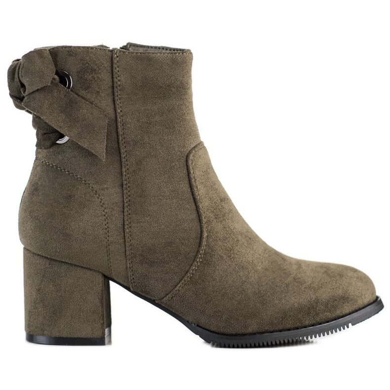 J. Star Khaki Stiefel mit Ziereinfassung grün