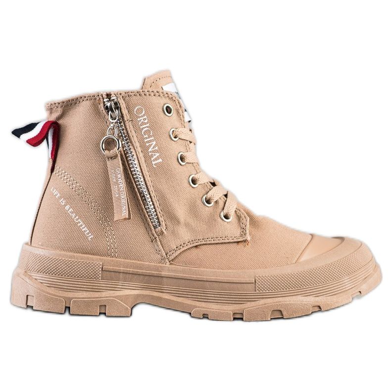 Goodin Sneakers mit dekorativem Reißverschluss beige