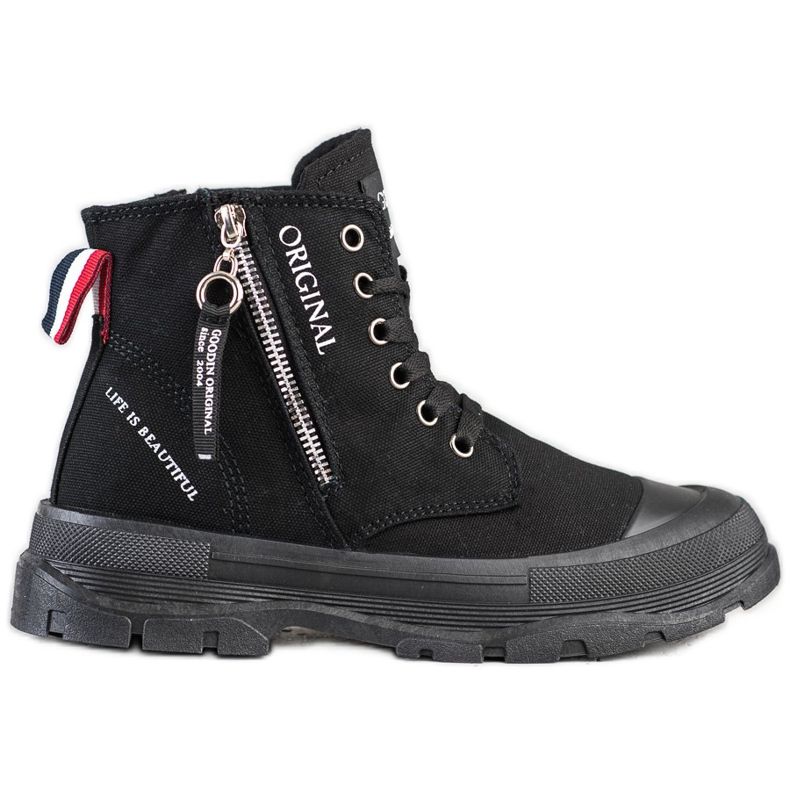 Goodin Sneakers mit dekorativem Reißverschluss schwarz