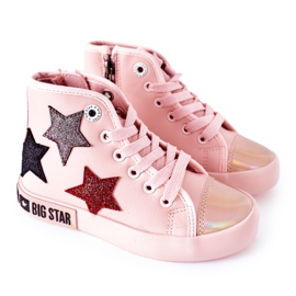 Hohe Sneakers für Kinder mit Reißverschluss Big Star II374030 Pink rosa mehrfarbig
