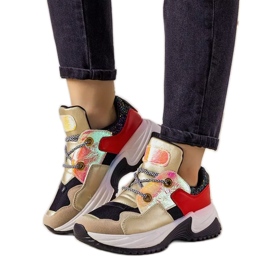 Goldene Sneaker mit hoher Spring-Sohle schwarz