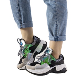 Silberne Sneaker mit hoher Spring-Sohle schwarz silber-