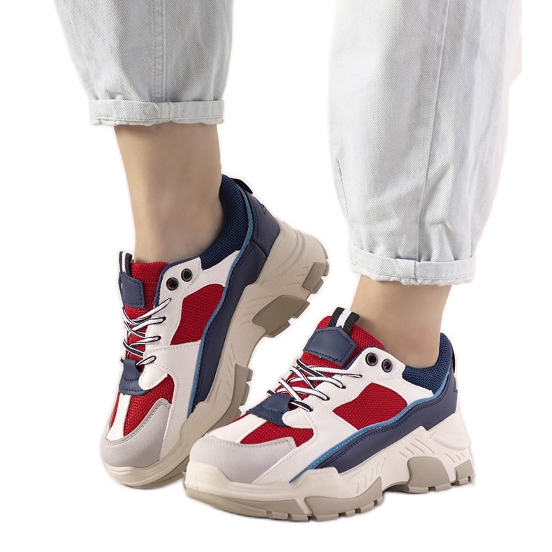 Marineblaue Sneaker auf hoher Omerta-Sohle weiß navy blau