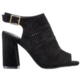 Renda Durchbrochene Sandalen auf einem Pfosten schwarz