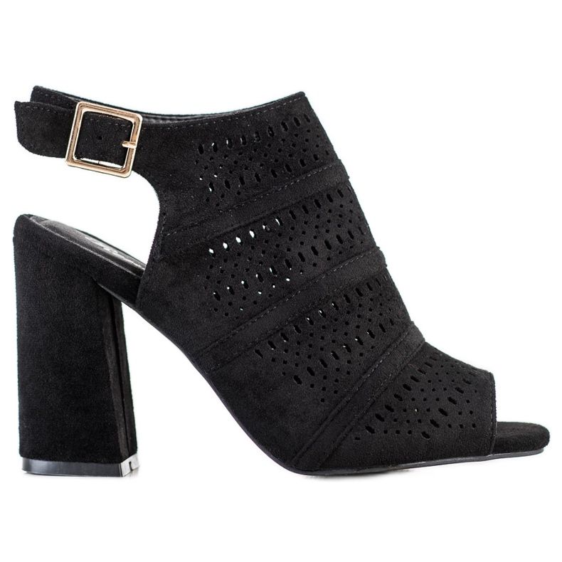 Renda Durchbrochene Sandalen auf einem Pfosten schwarz