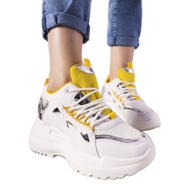 Weiße und gelbe Felicia Schlangen-Sneakers