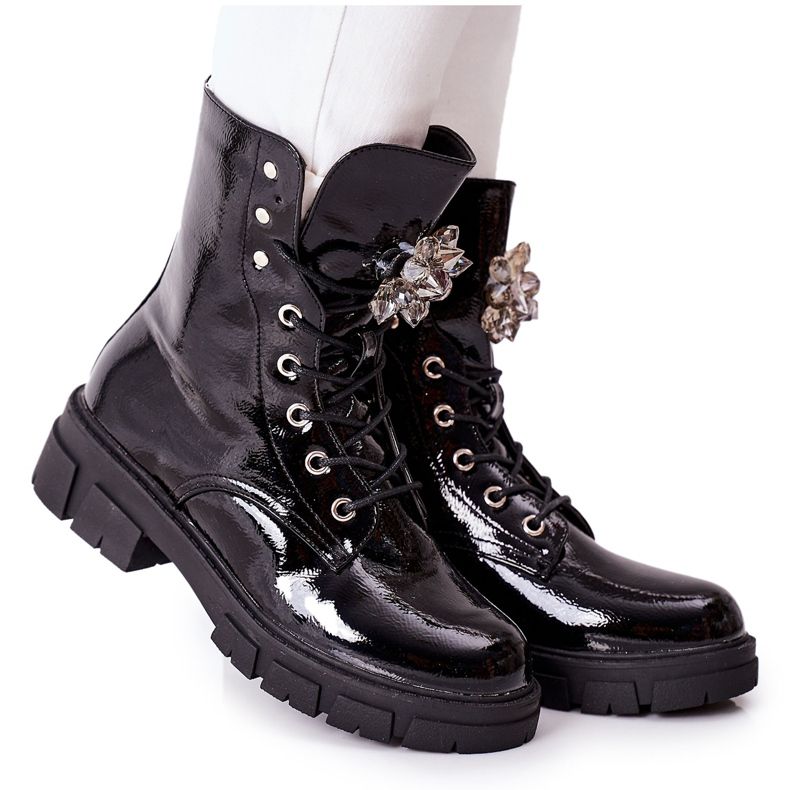 S.Barski Damenstiefel Black Crystals Tweten schwarz
