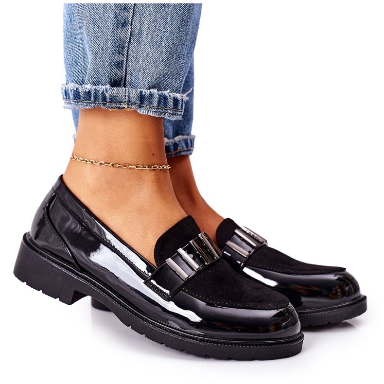 S.Barski Schwarz Lackierte Damen Brogues Montius