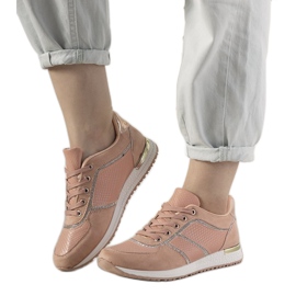 Ecoma pinke Sneaker mit Schlangenhautmuster rosa