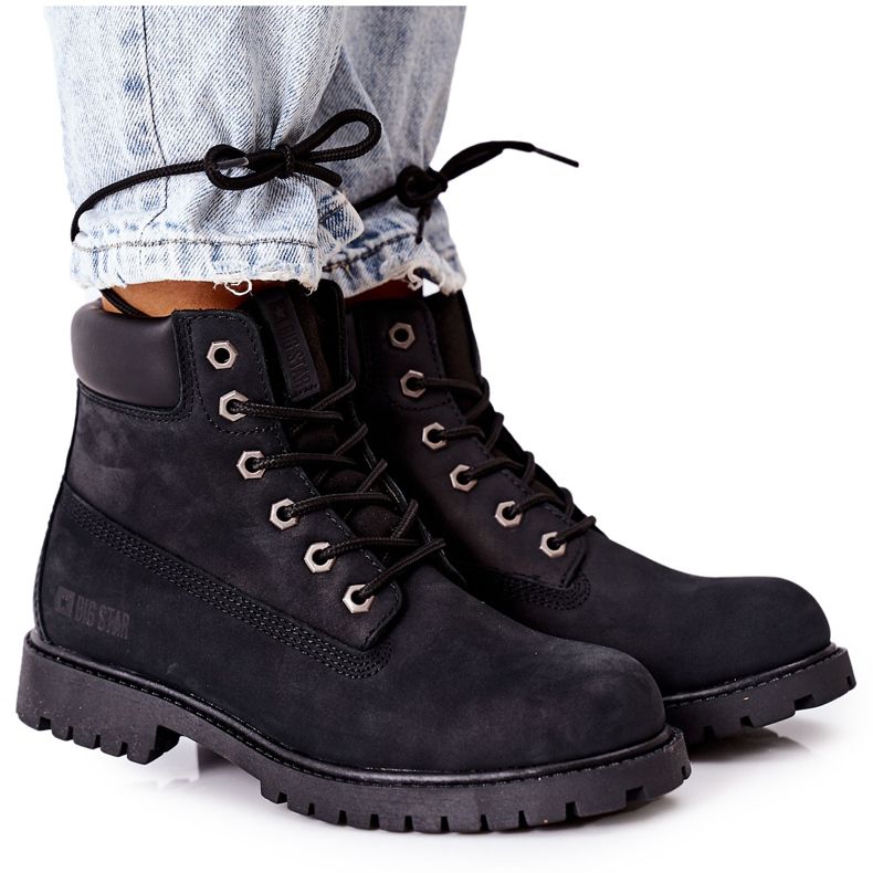 Damen Leder Wanderstiefel Big Star II274446 Schwarz