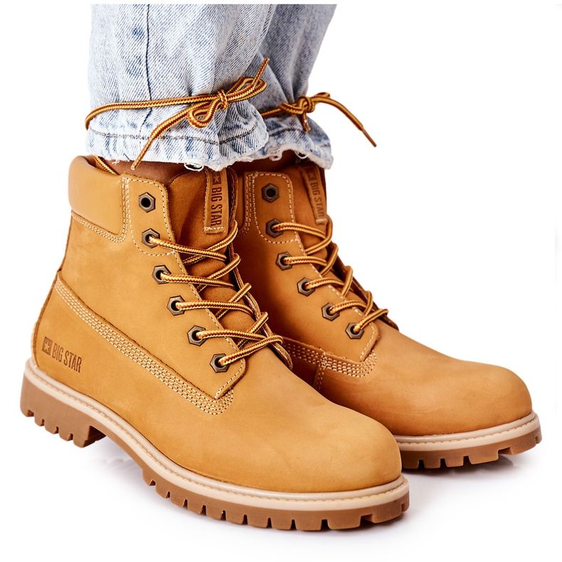 Damen Leder Wanderstiefel Big Star II274447 Camel braun