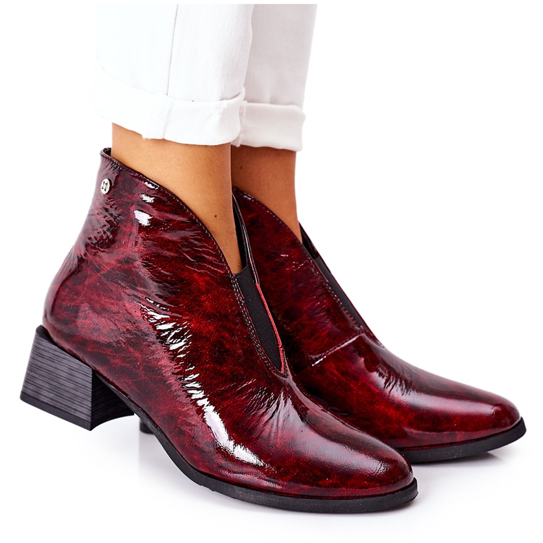 Warme Lederstiefel mit hohem Absatz Maciejka 04777-23 Claret rot