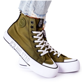Hohe Sneakers auf der Big Star II274017 Khaki-Plattform grün
