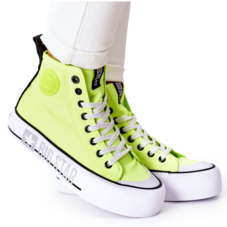 Hohe Sneakers On The Big Star II274015 Neongelbe Plattform