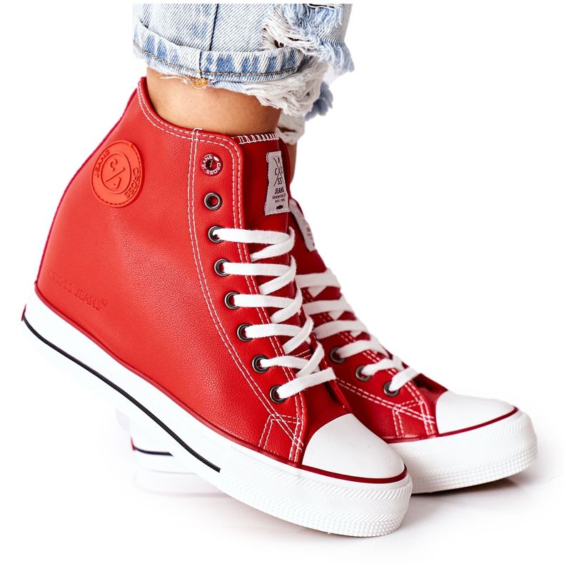 Leder Sneakers On Wedge Cross Jeans II2R4026 Rot