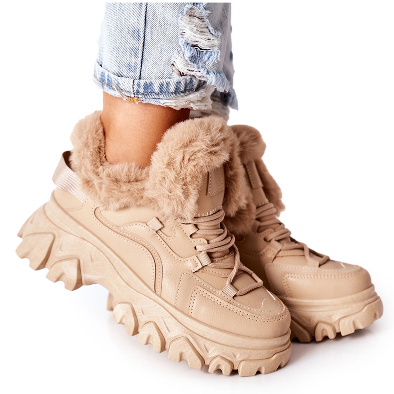 BM Beige Warme Stiefel für Damen Limerick khaki