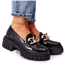 Damen Loafer Leder Loafer Schwarz Laura Messi 2339