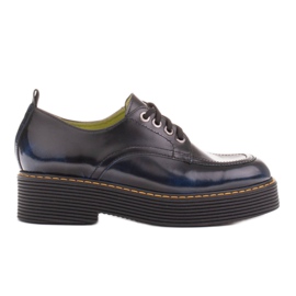 Marco Shoes Chiara-Loafer aus gebürstetem Leder schwarz blau