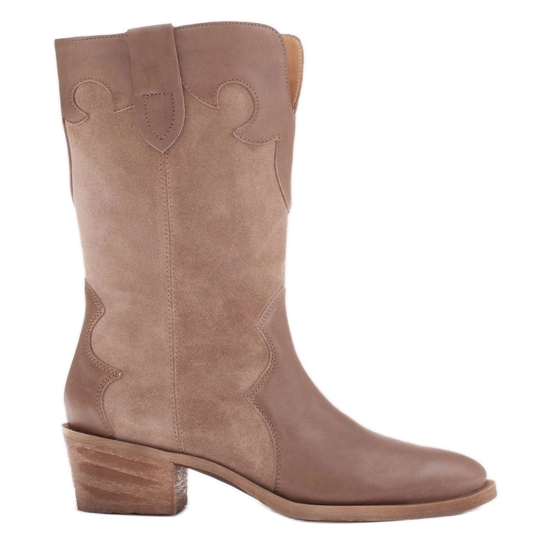 Marco Shoes Clara Cowboystiefel mit Ziernähten beige