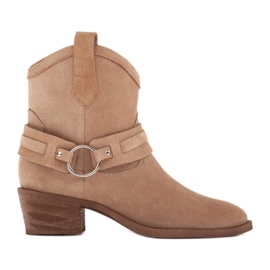 Marco Shoes Kaja Cowboystiefel mit Ziergürtel beige