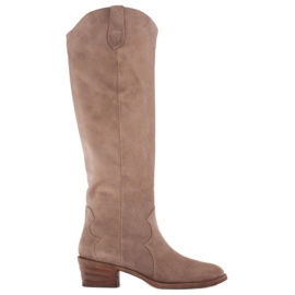 Marco Shoes Iolanda Cowboystiefel mit Ziernähten beige