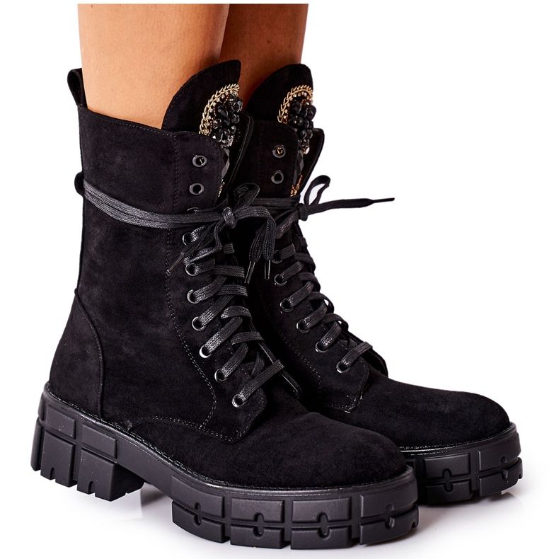 PS1 Warme Workers aus Wildleder mit Steinen Black Hadley schwarz