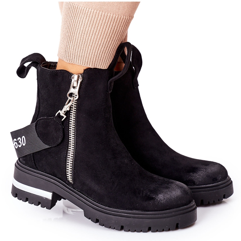 PS1 Schwarze Cortona Schwarze Warme Stiefel mit Reißverschluss