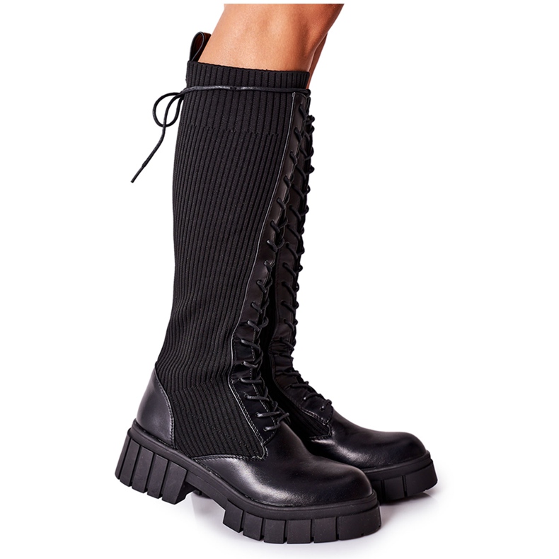 PB1 Hohe Stiefel mit Socke Schwarz Monteri
