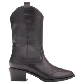 Marco Shoes Schwarze Cowboystiefel aus echtem Leder