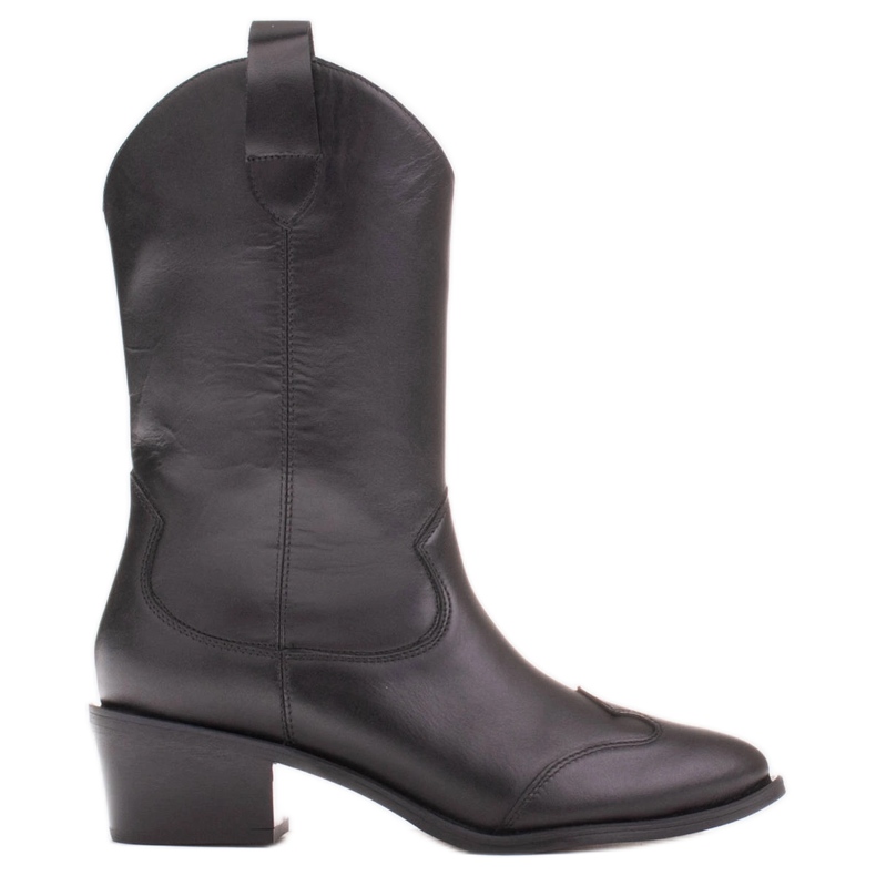 Marco Shoes Schwarze Cowboystiefel aus echtem Leder