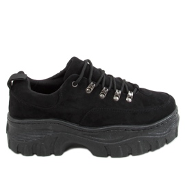 Schwarz 6290 Schwarze Sportschuhe mit hohen Sohlen