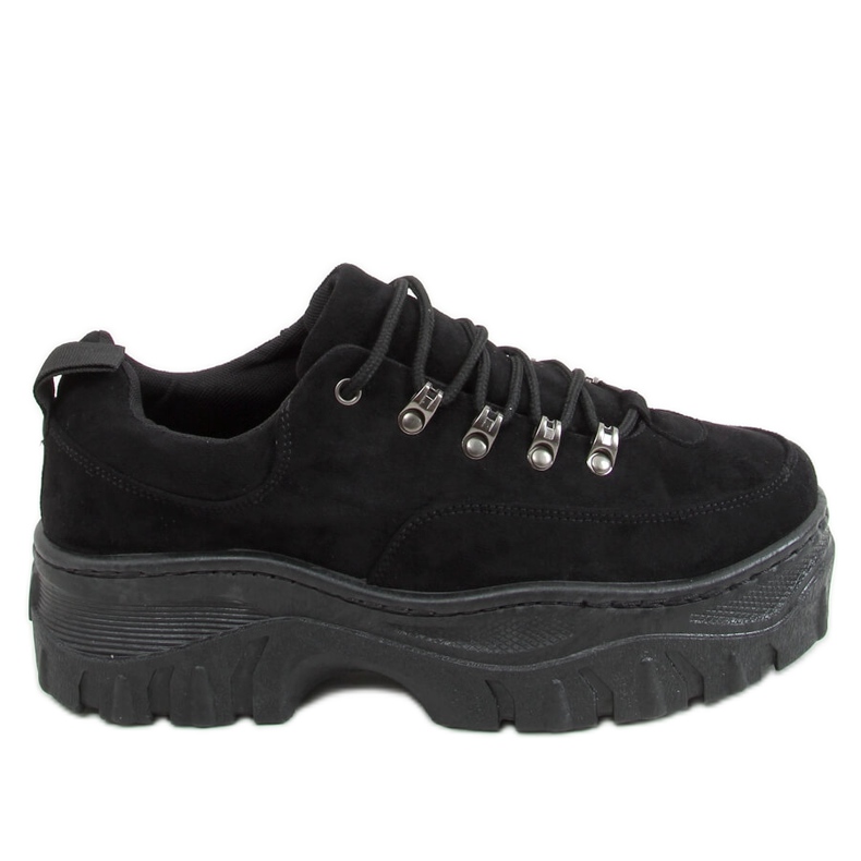 Schwarz 6290 Schwarze Sportschuhe mit hohen Sohlen