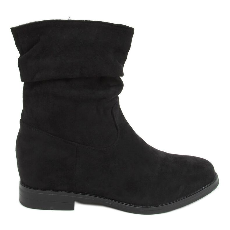 Schwarze Stiefel mit verstecktem Keilabsatz D7568 Schwarz