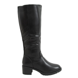 Schwarze Stiefel mit hohen Absätzen Q400-13 Schwarz