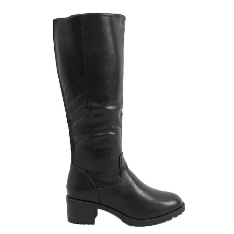 Schwarze Stiefel mit hohen Absätzen Q400-13 Schwarz