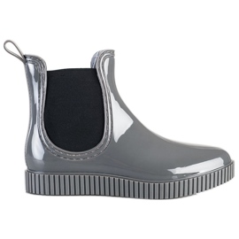 SHELOVET Lackierte Galoschen auf der Plattform grau