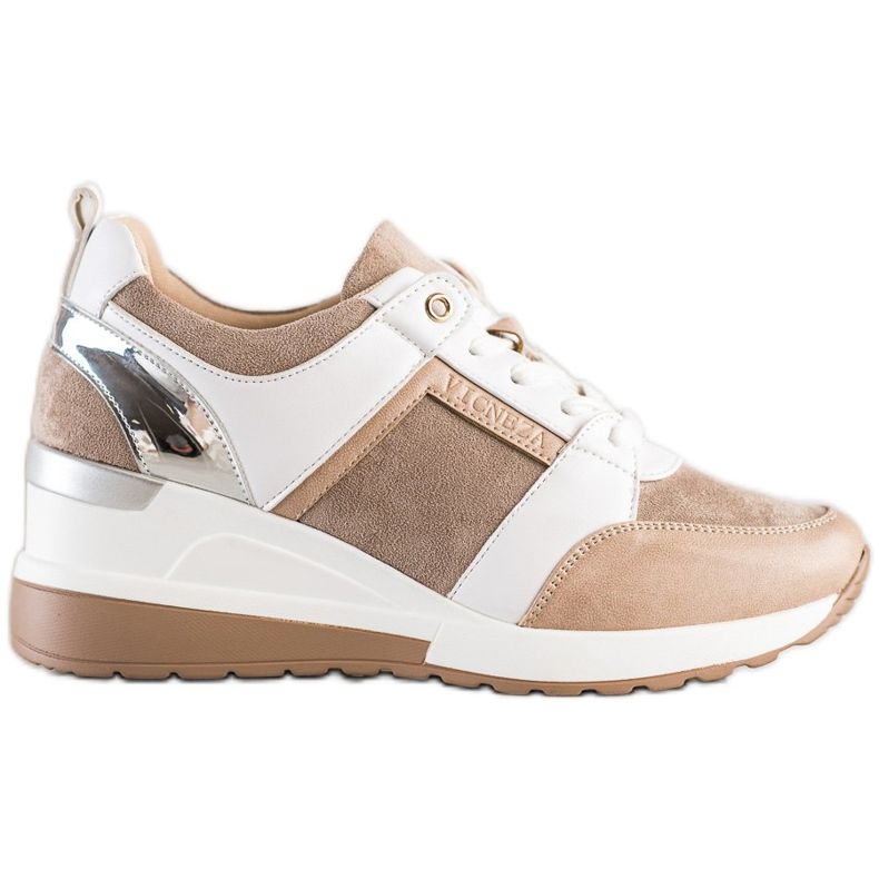 VINCEZA Freizeit-Sneaker beige weiß braun