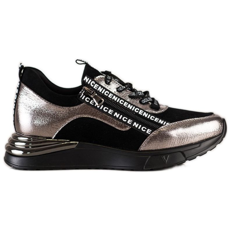 VINCEZA Sneaker mit Reißverschluss schwarz golden
