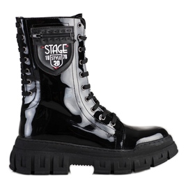 SHELOVET Schwarze Stiefel auf Plattform