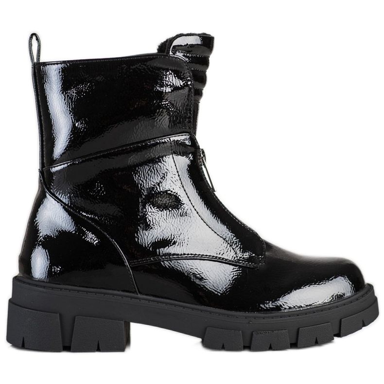 Lackierte S. Barski Reißverschlusstaschen schwarz