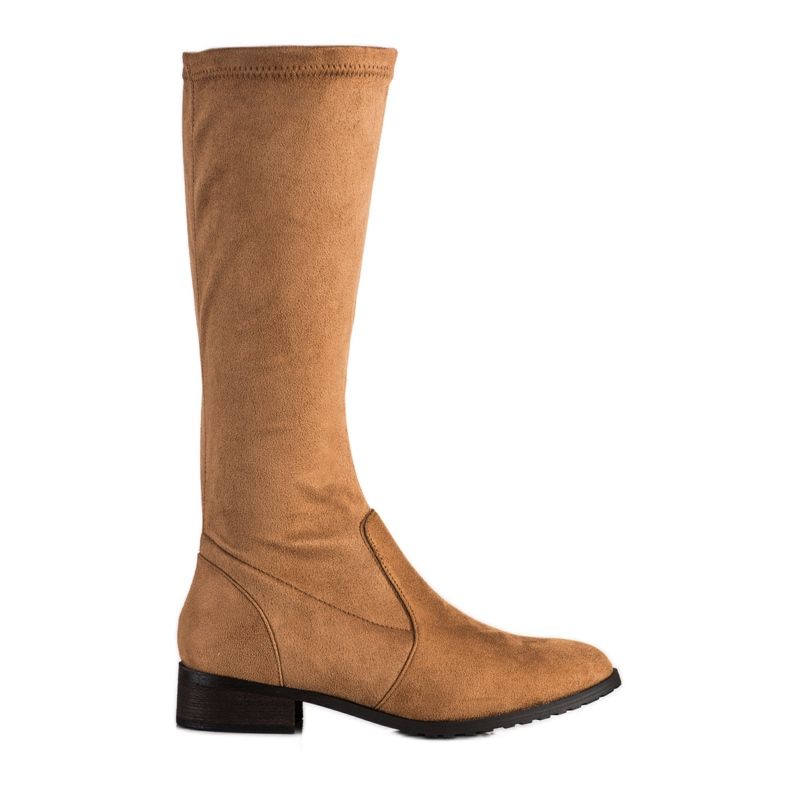 M.Daszyński Wildleder Stiefel mit flachem Absatz braun