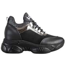 SHELOVET Modische Keilsneakers Love schwarz